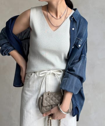 DOUDOU(ドゥドゥ) 前後2WAYラメニットタンク