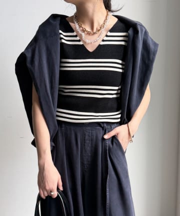 DOUDOU(ドゥドゥ) 【WEB限定】ボーダーニットタンク