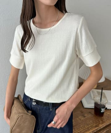 DISCOAT(ディスコート) 【WEB限定】ランダムリブ半袖Tシャツ