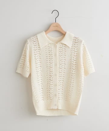 DISCOAT(ディスコート) 【SS先行予約/WEB限定】透かし編み衿付きニット