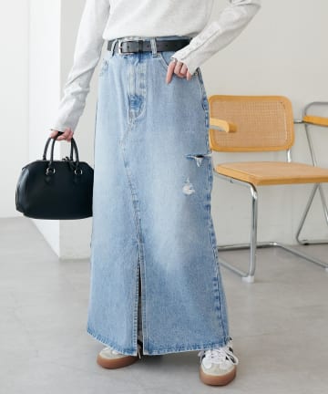 DISCOAT(ディスコート) 【SS先行予約】USコットンクラッシュデニムナロースカート