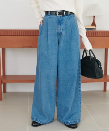 DISCOAT(ディスコート) 【SS先行予約】ライトデニムタックワイドパンツ