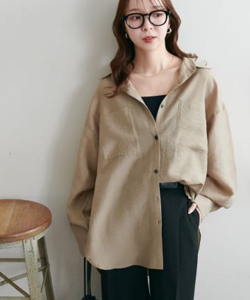 DISCOAT(ディスコート) 【新色追加】シアー黒釦ビッグシャツ