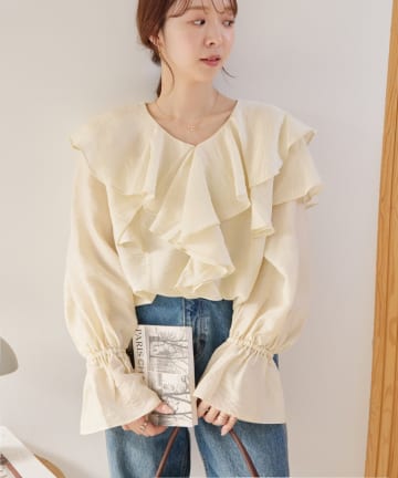 DISCOAT(ディスコート) 【SS先行予約】シアーフリルブラウス