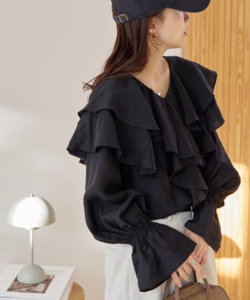 DISCOAT(ディスコート) シアーフリルブラウス