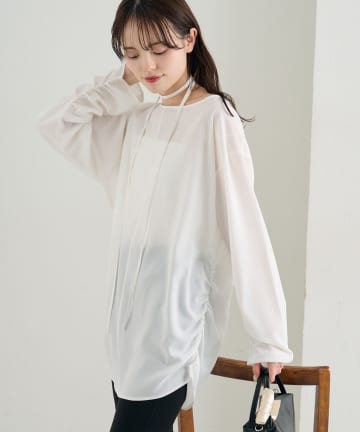 mystic(ミスティック) サイドギャザーＴブラウス