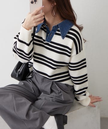 Remind me and forever(リマインドミーアンドフォーエバー) デニム衿BIGニット