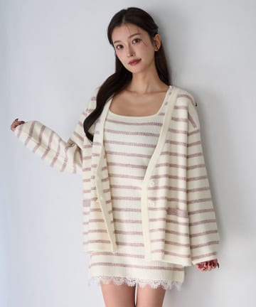 Seemi.by NICE CLAUP(シーミーバイナイスクラップ) 【Seemi】２枚セットボーダーニットワンピース