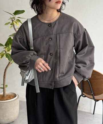 CPCM(シーピーシーエム) フェイクスエード袖ボリュームブルゾン