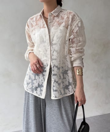 DOUDOU(ドゥドゥ) 【WEB限定】クロスステッチ刺繍シャツ