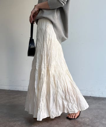 DOUDOU(ドゥドゥ) 【WEB限定】クリンクル加工ティアードスカート