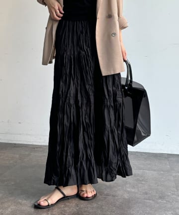 DOUDOU(ドゥドゥ) 【WEB限定】クリンクル加工ティアードスカート