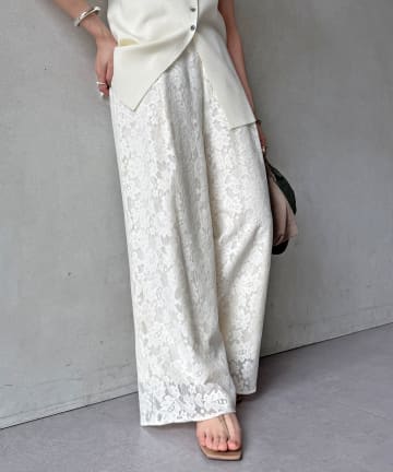 DOUDOU(ドゥドゥ) 【WEB限定】フラワーエンブロイダリーイージーパンツ