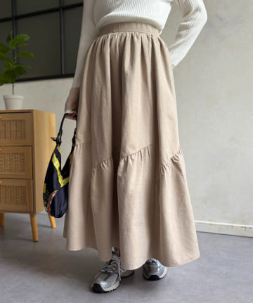 Chez toi(シェトワ) スエードティアードフレアスカート