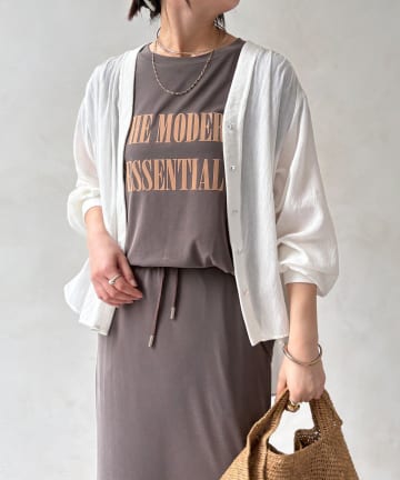 DOUDOU(ドゥドゥ) 【WEB限定】強撚気流染めVネックシャツカーディガン