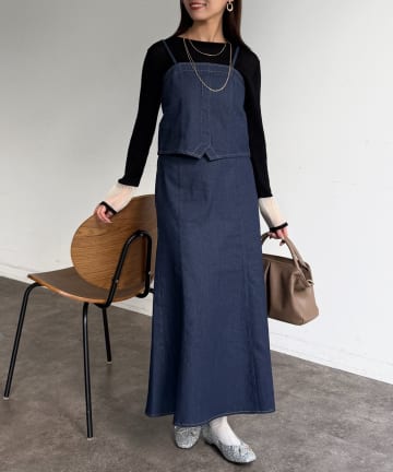 Chez toi(シェトワ) 【セットアイテム】デニムビスチェ×デニムフレアスカートSET