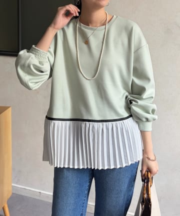 Chez toi(シェトワ) 裾プリーツ切替プルオーバー