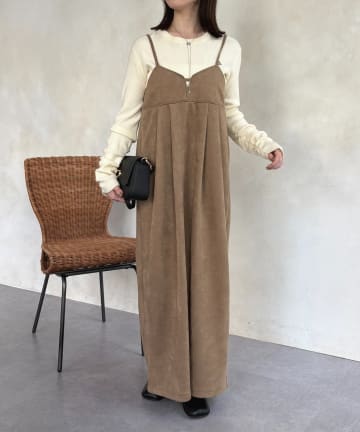Thevon.(ゼヴォン) Fスエードビスチェ風キャミワンピース