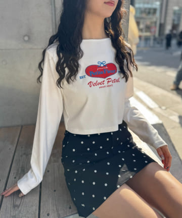 w closet(ダブルクローゼット) ハートリボン刺繍Tシャツ