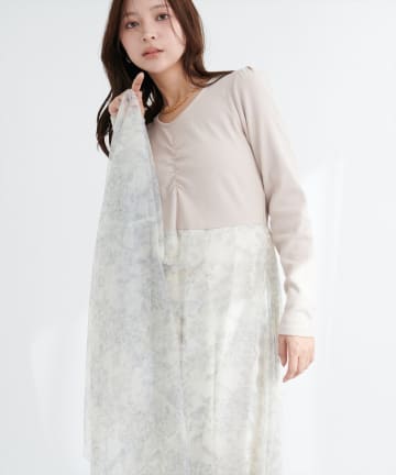 natural couture(ナチュラルクチュール) 花柄チュールワンピース