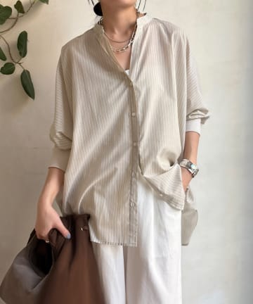 DOUDOU(ドゥドゥ) ストライプドルマンVVシャツ