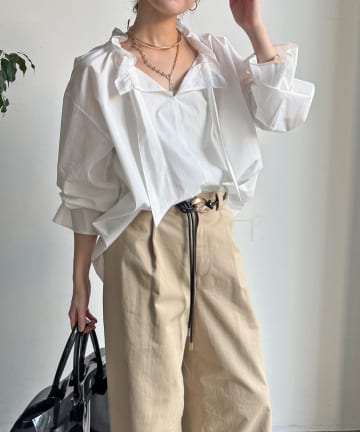 DOUDOU(ドゥドゥ) 【WEB限定】フリルカラーブラウス