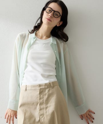 Whim Gazette(ウィム ガゼット) 【THE PAUSE】シアーオーガンジーシャツ