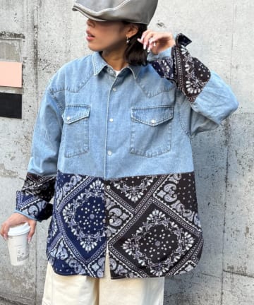 CIAOPANIC TYPY(チャオパニックティピー) 【SOUNDS GOOOOD】バンダナ切り替えデニムシャツ