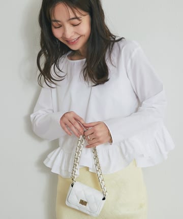 La boutique BonBon(ラブティックボンボン) 【オケージョン対応】ランダムヘムペプラムブラウス