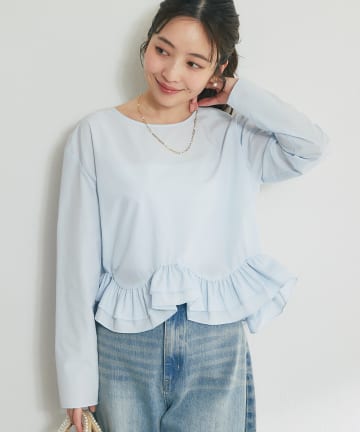 La boutique BonBon(ラブティックボンボン) ランダムヘムペプラムブラウス