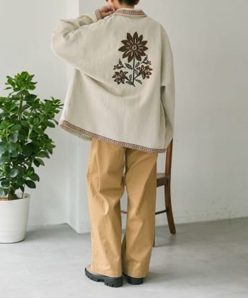 ear PAPILLONNER(イア パピヨネ) 《ヒップが隠れる丈感》花柄刺しゅうジャケット【SUM1 STYLE(スミスタイル)】