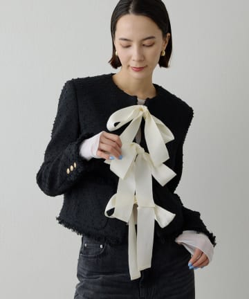 Whim Gazette(ウィム ガゼット) ネップツイードリボンジャケット