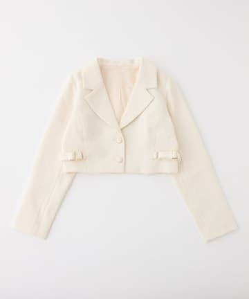 one after another NICE CLAUP(ワンアフターアナザー ナイスクラップ) 【premiumorder】サイドベルトツイードショートジャケット