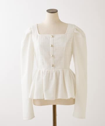 one after another NICE CLAUP(ワンアフターアナザー ナイスクラップ) バックレースアップペプラムブラウス