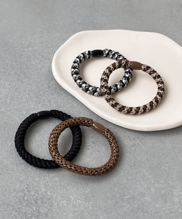 3COINS(スリーコインズ) ラメMIXポニー4個セット