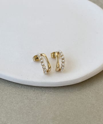 3COINS(スリーコインズ) パール2連フープピアス
