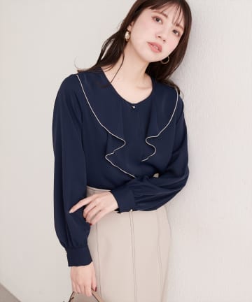 natural couture(ナチュラルクチュール) フロントフリルブラウス