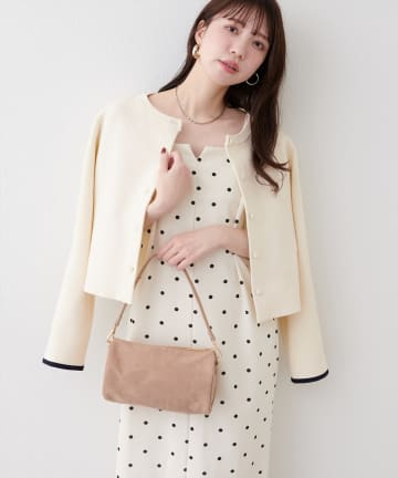 natural couture(ナチュラルクチュール) 袖口配色ショート丈カーディガン