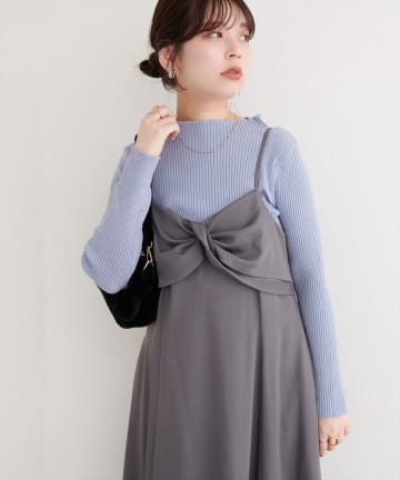 natural couture(ナチュラルクチュール) ダイヤ柄プチハイリブニット