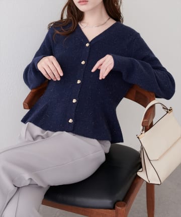 natural couture(ナチュラルクチュール) ラメペプラムニット