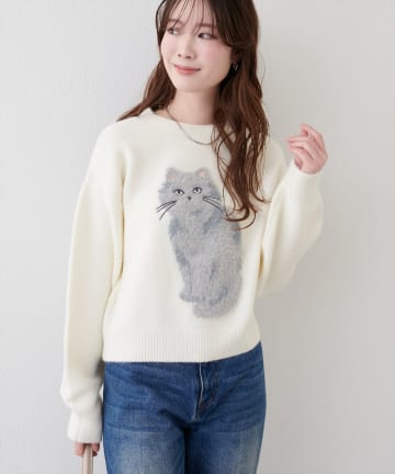 natural couture(ナチュラルクチュール) もしゃねこニットプルオーバー