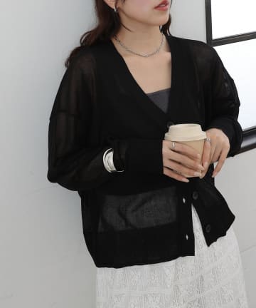 COLONY 2139(コロニー トゥーワンスリーナイン) シアーVネックカーディガン