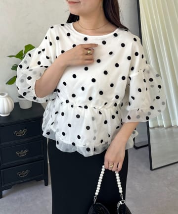 prose verse(プロズヴェール) シアードットバルーンペプラムブラウス