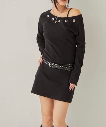 WHO’S WHO gallery(フーズフーギャラリー) アイレットリブワンピース