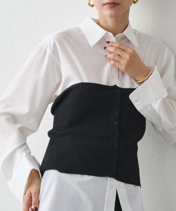OUTLET(アウトレット) 【Loungedress】シャツ＋ニットビスチェセット