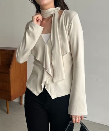 OUTLET(アウトレット) 【CAPRICIEUX LE'MAGE】タイ付ラッフルトップス