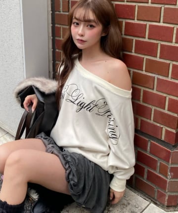 OUTLET(アウトレット) 【RAY CASSIN】レイヤードロゴワンショルスウェット