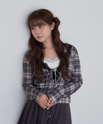 OUTLET(アウトレット) 【RAY CASSIN】レース切替ロングTシャツ