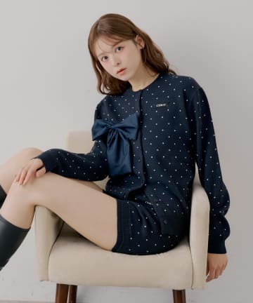 Chico(チコ) 【セットアップ対応】リボンルーズカーディガン