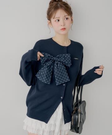 Chico(チコ) 【セットアップ対応】リボンルーズカーディガン